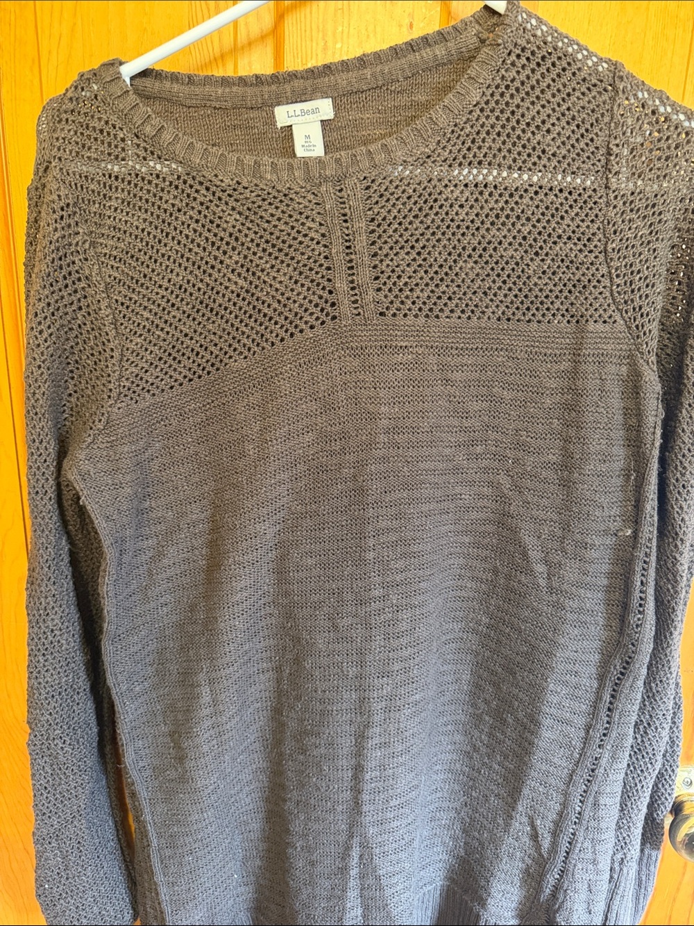 L.L. Bean Women's Brown Open-Knit Sweater